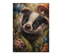 Rompecabezas para Adolescentes 1000pcs(52x38cm) Cute Badger in Flowers Rompecabezas para Adultos Juego De Ingenio Patrón De Montaje para Cumpleaños, Navidad 1000pcs(52x38cm)
