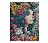 Rompecabezas para Adolescentes 1000pcs(52x38cm) Fantasy Angel with Flowers and Cat Rompecabezas para Adultos Juguetes Antiestrés Mejora La Memoria Ayuda A Ejercitar El Cerebro 1000pcs(52x38cm)