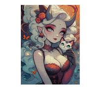 Rompecabezas para Adolescentes 1000pcs(52x38cm) Fantasy Cat Lady Artwork Rompecabezas para Adultos Juego De Ingenio Análisis Y Lógica Cumpleaños Y Navidad 1000pcs(52x38cm)
