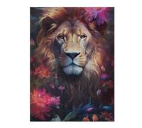 Rompecabezas para Adolescentes 1000pcs(52x38cm) Fantasy Lion with Flowers Rompecabezas para Adultos Juego De Ingenio Patrón De Ensamblaje Regalos para Amigos Y Familiares 1000pcs(52x38cm)