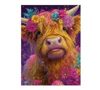Rompecabezas para Adolescentes 1000pcs(52x38cm) Floral Highland Cow Art Print Rompecabezas para Adultos Juegos De Relajación Corte De Precisión Cumpleaños 1000pcs(52x38cm)