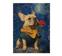 Rompecabezas para Adolescentes 1000pcs(52x38cm) French Bulldog with Rose Painting Rompecabezas para Adultos Juego Familiar para Mejorar La Memoria Regalo De Cumpleaños, Regalos, 1000pcs(52x38cm)