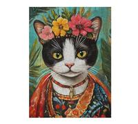 Rompecabezas para Adolescentes 1000pcs(52x38cm) Frida Kahlo Cat Art Print Rompecabezas para Adultos Juegos Relajantes Que Mejoran La Memoria Actividades Divertidas En Casa 1000pcs(52x38cm)