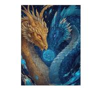 Rompecabezas para Adolescentes 1000pcs(52x38cm) Golden and Blue Dragons Artwork Rompecabezas para Adultos Juegos Relajantes Una Obra De Arte Cumpleaños Y Navidad 1000pcs(52x38cm)