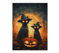 Rompecabezas Para Adolescentes 1000pcs(52x38cm) Halloween Black Cats with Jack-o'-Lanterns Rompecabezas Para Adultos Juguetes Antiestrés Mejora La Memoria Ayuda A Ejercitar El Cerebro 1000pcs(52x38cm)