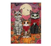 Rompecabezas para Adolescentes 1000pcs(52x38cm) Halloween Cats with Pumpkins Rompecabezas para Adultos Juguetes Antiestrés Mejora La Memoria Ayuda A Ejercitar El Cerebro 1000pcs(52x38cm)