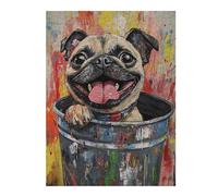 Rompecabezas para Adolescentes 1000pcs(52x38cm) Happy Pug in Trash Can -1 Rompecabezas para Adultos Juegos Divertidos Mejora La Memoria Cumpleaños Y Navidad 1000pcs(52x38cm)