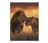 Rompecabezas para Adolescentes 1000pcs(52x38cm) Lion Couple Sunset Romance Rompecabezas para Adultos Juego Familiar Carrera De Velocidad De Manos Regalos Y Cumpleaños Únicos 1000pcs(52x38cm)