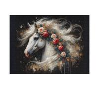 Rompecabezas para Adolescentes 1000pcs(52x38cm) Magical Floral White Horse Rompecabezas Juegos Relajantes Pero Divertidos Y Humorísticos Regalos De Cumpleaños Y Únicos 1000pcs(52x38cm)