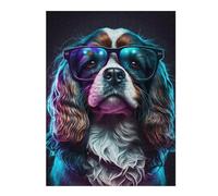 Rompecabezas para Adolescentes 1000pcs(52x38cm) Neon Cavalier King Charles Spaniel Glasses Rompecabezas para Adultos Juegos Familiares Decoración 1000pcs(52x38cm)