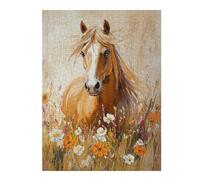 Rompecabezas para Adolescentes 1000pcs(52x38cm) Painted Horse in Flowers Art Print Rompecabezas para Adolescentes Juegos Relajantes Regalo De Cumpleaños Desafiante De Completar 1000pcs(52x38cm)