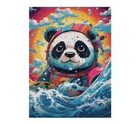 Rompecabezas para Adolescentes 1000pcs(52x38cm) Panda Astronaut Surfing Rainbow Wave Juegos De Rompecabezas Divertidos para Adultos Decoración Actividades Divertidas En Casa 1000pcs(52x38cm)