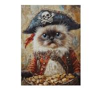 Rompecabezas para Adolescentes 1000pcs(52x38cm) Pirate Cat with Treasure Chest-2 Rompecabezas para Adultos Juegos Relajantes Una Obra De Arte Cumpleaños Y Navidad 1000pcs(52x38cm)