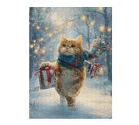 Rompecabezas para Adolescentes 1000pcs(52x38cm) Rompecabezas Christmas Cat Gifts Snowscape-1 Rompecabezas Práctico Juego De Ensamblaje De Patrones Cumpleaños 1000pcs(52x38cm)