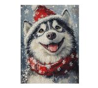 Rompecabezas para Adolescentes 1000pcs(52x38cm) Rompecabezas Christmas Siberian Husky Art Print-1 Rompecabezas Práctico Juego De Ensamblaje De Patrones Cumpleaños 1000pcs(52x38cm)