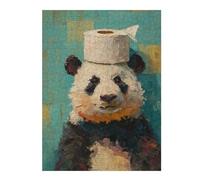 Rompecabezas para Adolescentes 1000pcs(52x38cm) Rompecabezas Panda with Toilet Paper Roll on Head Rompecabezas Práctico Juego De Ensamblaje De Patrones Cumpleaños 1000pcs(52x38cm)