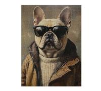 Rompecabezas para Adolescentes 1000pcs(52x38cm) Stylish French Bulldog Painting Rompecabezas para Adultos Juguetes Antiestrés Mejora La Memoria Ayuda A Ejercitar El Cerebro 1000pcs(52x38cm)
