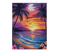 Rompecabezas para Adolescentes 1000pcs(52x38cm) Tropical Moonlit Beach Scene Juegos De Rompecabezas Divertidos para Adultos Decoración Actividades Divertidas En Casa 1000pcs(52x38cm)