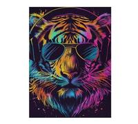 Rompecabezas para Adolescentes 1000pcs(52x38cm) Vibrant Tiger Headphones Art Print -1 Rompecabezas para Adultos Juguetes De Bricolaje Análisis Y Lógica Difícil Y Desafiante 1000pcs(52x38cm)