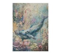 Rompecabezas para Adolescentes 1000pcs(52x38cm) Whale in Floral Ocean Rompecabezas para Adultos Juguete Decoración De Pared Mejora La Memoria Gran Regalo para Jugar 1000pcs(52x38cm)