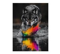 Rompecabezas para Adolescentes 1000pcs(52x38cm) Wolf in Water with Rainbow Splash Rompecabezas para Adultos Juegos De Relajación Corte De Precisión Cumpleaños 1000pcs(52x38cm)