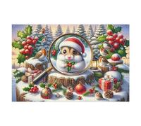Rompecabezas para Adolescentes 1000pcs(75x50cm) Christmas Hamster with Holly Rompecabezas para Adultos Juegos De Relajación Decoración del Hogar Interacción Entre Padres E Hijos 1000pcs(75x50cm)