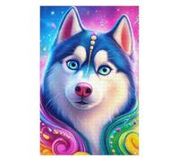 Rompecabezas para Adolescentes 1000pcs(75x50cm) Colorful Husky Art Print-2 Rompecabezas para Adultos Juguetes Antiestrés Mejora La Memoria Ayuda A Ejercitar El Cerebro 1000pcs(75x50cm)