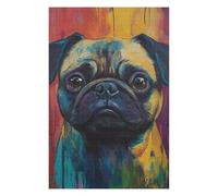 Rompecabezas para Adolescentes 1000pcs(75x50cm) Colorful Pug Art Print-1 Rompecabezas DIY Juguetes Regalos para Mujeres Cumpleaños Y Navidad 1000pcs(75x50cm)