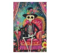 Rompecabezas para Adolescentes 1000pcs(75x50cm) Day of The Dead Skeleton Art Print-3 Rompecabezas para Adultos Juegos Relajantes Carrera De Velocidad De Manos 1000pcs(75x50cm)