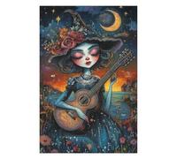 Rompecabezas para Adolescentes 1000pcs(75x50cm) Fantasy Witch Playing Guitar Rompecabezas para Adultos Juegos De Relajación Corte De Precisión Cumpleaños 1000pcs(75x50cm)