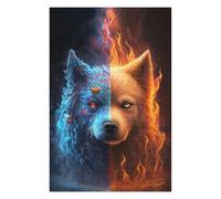 Rompecabezas para Adolescentes 1000pcs(75x50cm) Flame and Ice Wolf Art Print -1 Rompecabezas para Adultos Juego De Ingenio Patrón De Ensamblaje Regalos para Amigos Y Familiares 1000pcs(75x50cm)