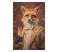 Rompecabezas para Adolescentes 1000pcs(75x50cm) Fox in Tuxedo Holding Champagne Glass Rompecabezas para Adultos Juego De Ingenio Análisis Y Lógica Cumpleaños Y Navidad 1000pcs(75x50cm)