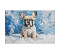 Rompecabezas para Adolescentes 1000pcs(75x50cm) French Bulldog Puppy Oil Painting Wintertime Frenchie Rompecabezas para Adultos Juegos Familiares Decoración Difícil Y Desafiante 1000pcs(75x50cm)