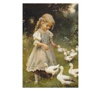 Rompecabezas para Adolescentes 1000pcs(75x50cm) Girl Feeding Ducks in Garden Rompecabezas para Adolescentes Juegos Relajantes Regalo De Cumpleaños Desafiante De Completar 1000pcs(75x50cm)