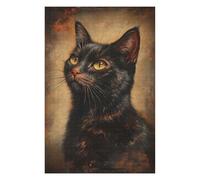 Rompecabezas para Adolescentes 1000pcs(75x50cm) Golden-Eyed Black Cat Portrait Rompecabezas para Adultos Juego De Ingenio Decoración De Pared Desafiante De Completar 1000pcs(75x50cm)