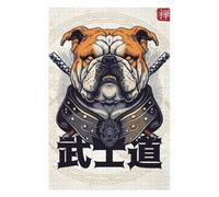 Rompecabezas para Adolescentes 1000pcs(75x50cm) Japanese Samurai Bulldog Rompecabezas para Adultos Juego Práctico Decoración del Hogar Diversión En El Hogar Actividades, 1000pcs(75x50cm)