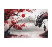 Rompecabezas para Adolescentes 1000pcs(75x50cm) Japanese Samurai with A Shadow Dragon Rompecabezas para Adultos Juego Práctico Decoración De Pared Cumpleaños 1000pcs(75x50cm)