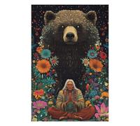 Rompecabezas para Adolescentes 1000pcs(75x50cm) Nature's Harmony Bear & Elderly Man in Flowers Rompecabezas para Adolescentes Juegos Divertidos Desafío Difícil Cumpleaños 1000pcs(75x50cm)