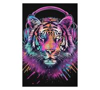Rompecabezas para Adolescentes 1000pcs(75x50cm) Neon Tiger Headphones Art Print Rompecabezas para Adultos Juego Familiar Carrera De Velocidad De Manos Regalos Y Cumpleaños Únicos 1000pcs(75x50cm)