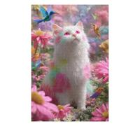Rompecabezas para Adolescentes 1000pcs(75x50cm) Rainbow Cat in Flower Garden Rompecabezas para Adultos Juegos Relajantes Carrera De Velocidad De Manos 1000pcs(75x50cm)