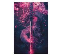 Rompecabezas para Adolescentes 1000pcs(75x50cm) Sword Dragon Cherry Blossom Art Print Rompecabezas para Adultos Juguetes Antiestrés Mejora La Memoria Ayuda A Ejercitar El Cerebro 1000pcs(75x50cm)
