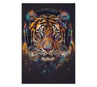 Rompecabezas para Adolescentes 1000pcs(75x50cm) Tiger Headphones Music Art Print Rompecabezas para Adultos Juguetes De Bricolaje Que Mejoran La Memoria Difícil Y Desafiante 1000pcs(75x50cm)