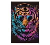 Rompecabezas para Adolescentes 1000pcs(75x50cm) Vibrant Tiger Headphones Art Print -2 Rompecabezas para Adultos Juego Práctico Decoración De Pared Cumpleaños 1000pcs(75x50cm)