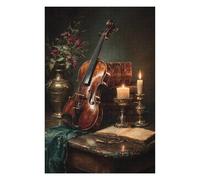 Rompecabezas para Adolescentes 1000pcs(75x50cm) Vintage Violin Still Life with Candles Rompecabezas para Adultos Juguetes De Bricolaje Que Mejoran La Memoria Difícil Y Desafiante 1000pcs(75x50cm)
