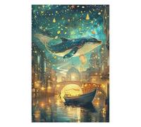 Rompecabezas para Adolescentes 1000pcs(75x50cm) Whale in Fantasy City Rompecabezas para Adultos Juego Familiar para Mejorar La Memoria Regalo De Cumpleaños, Regalos, 1000pcs(75x50cm)