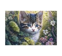 Rompecabezas para Adolescentes 1000pcs(75x50cm) Whiskered Whiskers Cute Kitten in Flowers Rompecabezas para Adultos Juegos Familiares Decoración Difícil Y Desafiante 1000pcs(75x50cm)