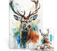 Rompecabezas para Adolescentes 2000 Piezas Animales de Acuarela de Ciervos Alivio del estrés Trato como Regalo para Toda la Familia 70x100cm