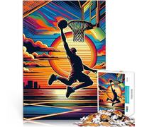 Rompecabezas para Adolescentes 2000 Piezas Arte Pop de Baloncesto al Atardecer desafío Educativo para la decoración del hogar 70x100cm