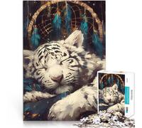 Rompecabezas para Adolescentes 2000 Piezas Atrapasueños de Tigre Blanco Durmiente Montaje de Patrones Decoración del hogar 70x100cm