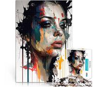 Rompecabezas para Adolescentes 2000 Piezas Belleza de Mujer con Goteo de Pintura Juego de Preguntas decoración de Pared 70x100cm